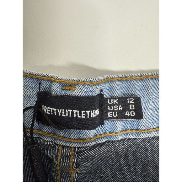NWOT Pretty Little Thing High Waist Denim Lightweight Shorts Size 8 Blue - Picture 2 of 7